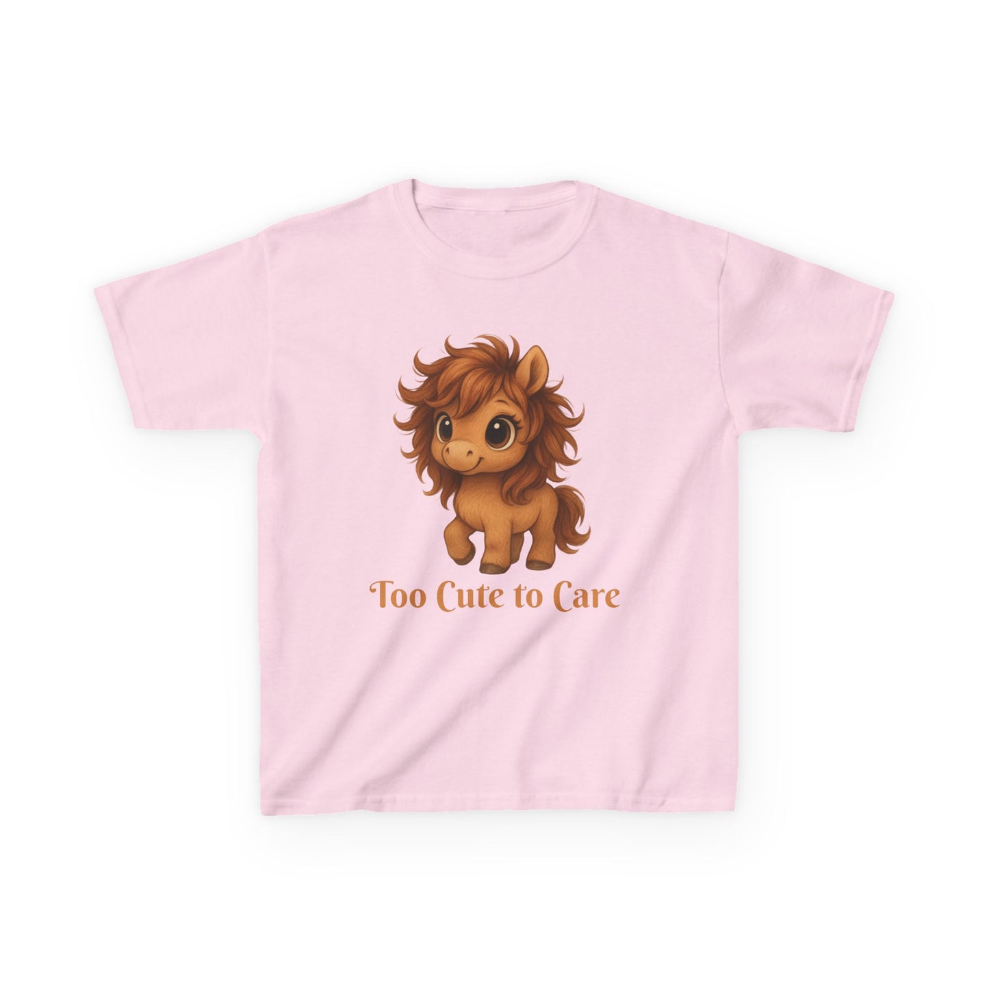 Youth Too Cute To Care – Whimsical Pony T-Shirt | Playful Horse Graphic Tee for Horse Lovers | Cute Kids Shirt | Gift for Pony Loving Kids