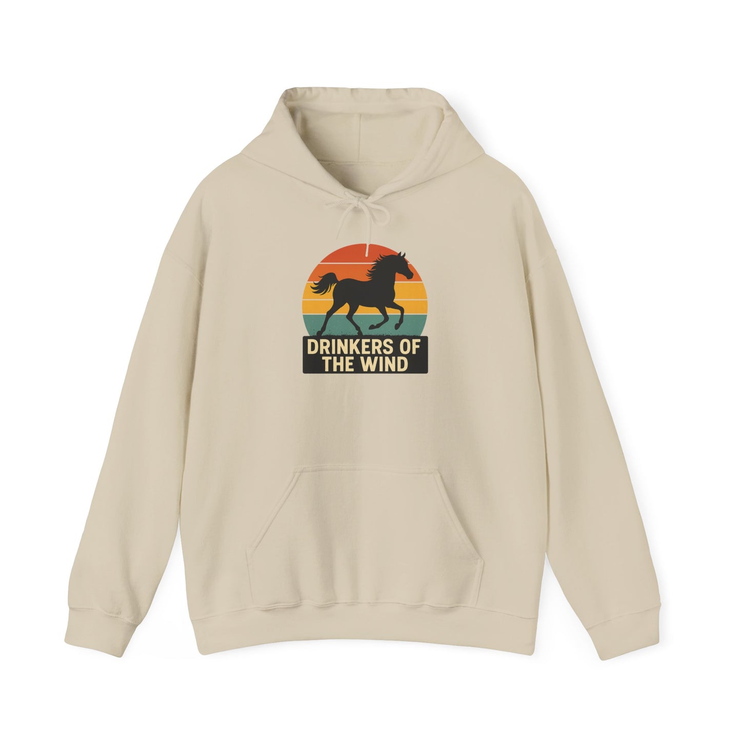Drinkers of the Wind Hoodie | Vintage Sunset Horse Hooded Sweatshirt | Horse Lover Gift | Equestrian Apparel | Retro Horse-Riding Hoodie