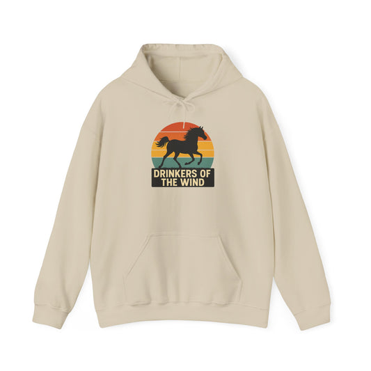 Drinkers of the Wind Hoodie | Vintage Sunset Horse Hooded Sweatshirt | Horse Lover Gift | Equestrian Apparel | Retro Horse-Riding Hoodie