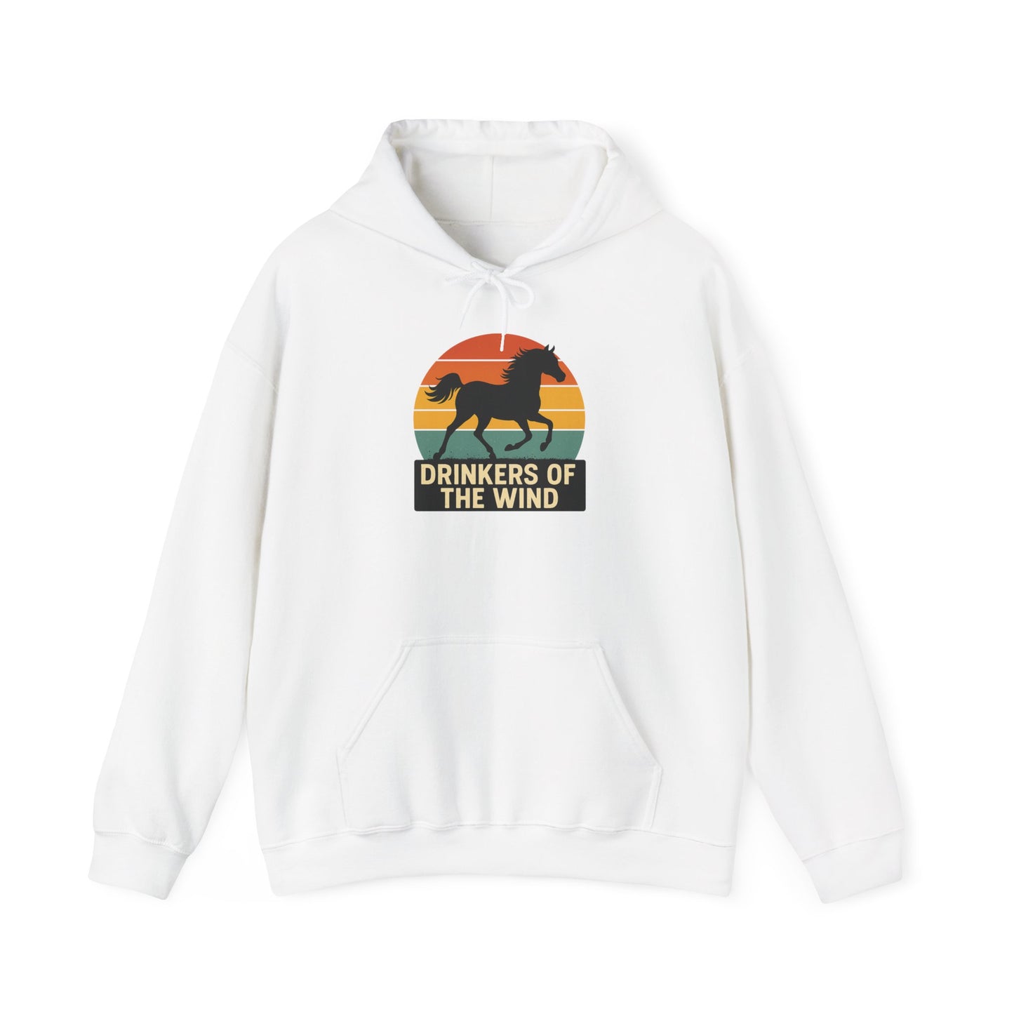 Drinkers of the Wind Hoodie | Vintage Sunset Horse Hooded Sweatshirt | Horse Lover Gift | Equestrian Apparel | Retro Horse-Riding Hoodie