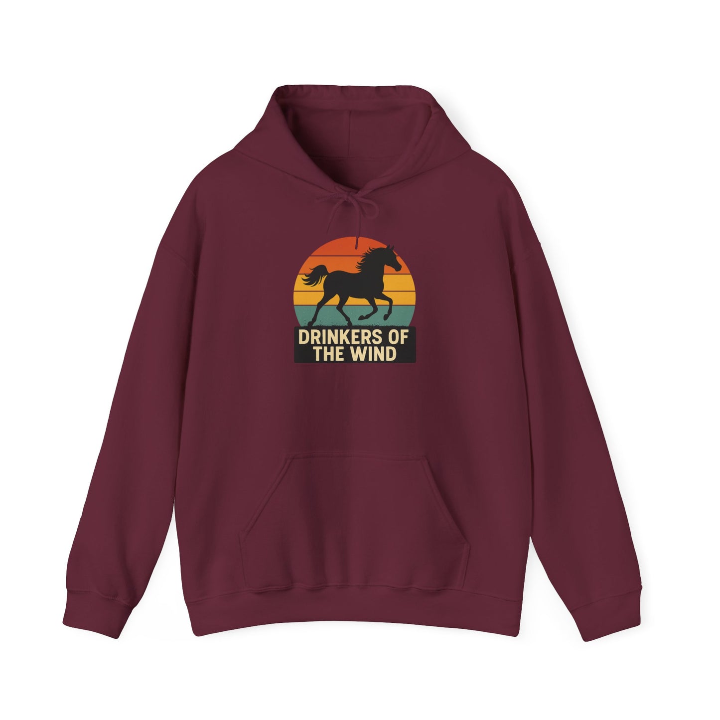 Drinkers of the Wind Hoodie | Vintage Sunset Horse Hooded Sweatshirt | Horse Lover Gift | Equestrian Apparel | Retro Horse-Riding Hoodie