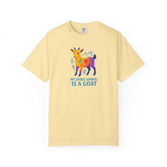 My Spirit Animal is a Goat Bright T-Shirt | Boho Goat Lover Gift | Farm Animal Tee | Quirky Goat Owner Shirt | Colorful Animal Lover Apparel