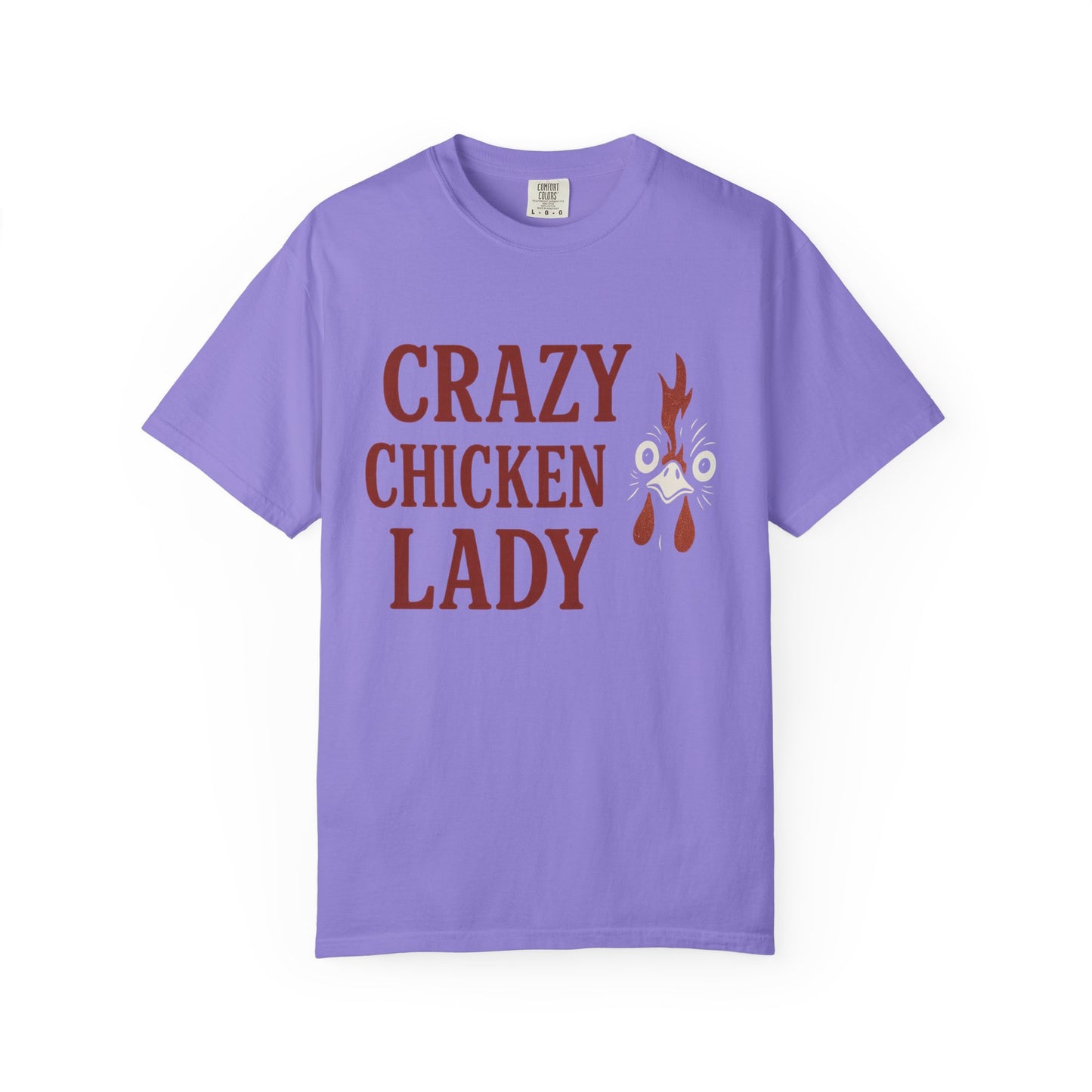Red Crazy Chicken Lady T-Shirt | Funny Poultry Lover Gift | Chicken Owner Graphic Tee
