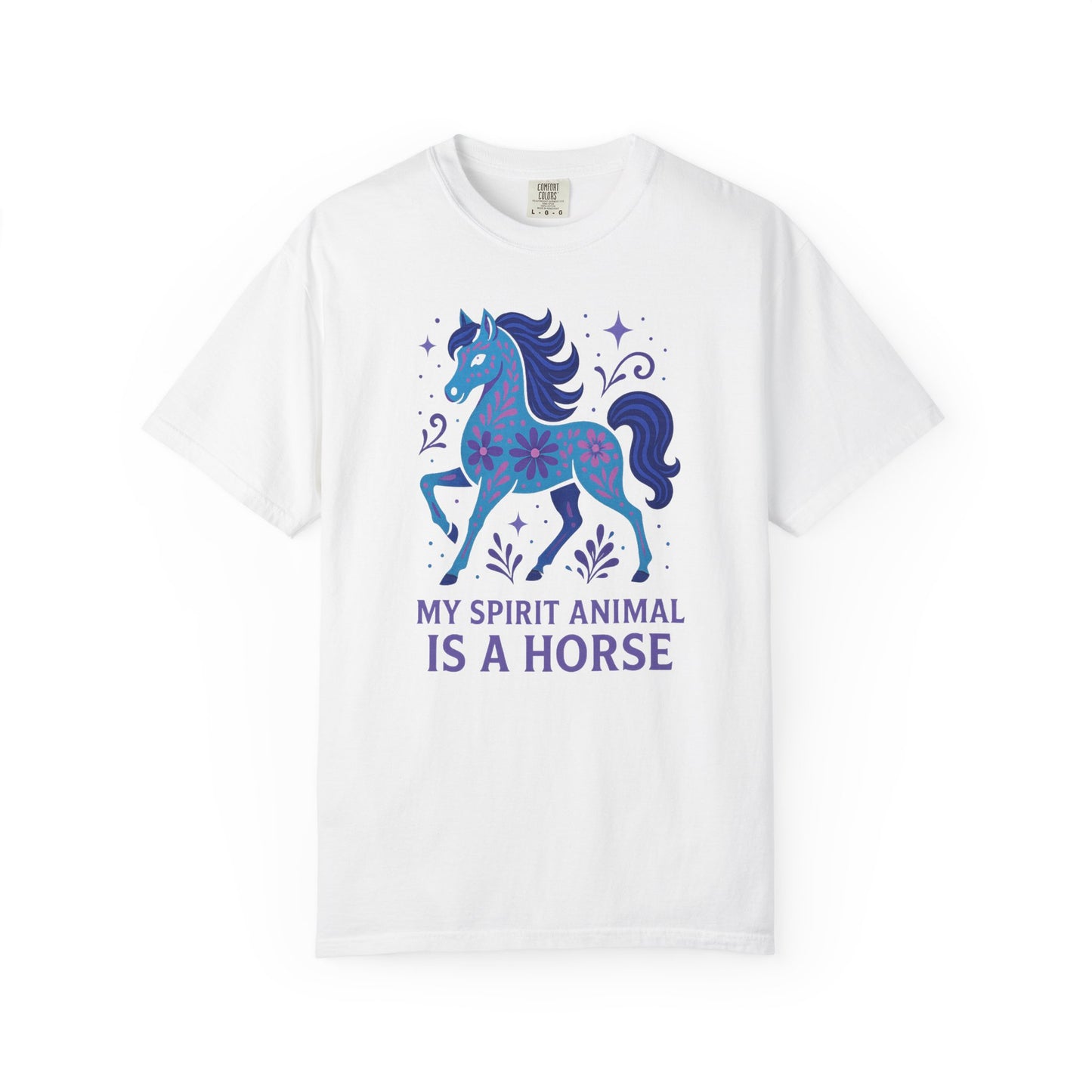 My Spirit Animal is a Horse Blue T-Shirt | Boho Horse Tee | Unique Equestrian Gift | Spiritual Horse Lover Shirt | Hippie Horse Apparel