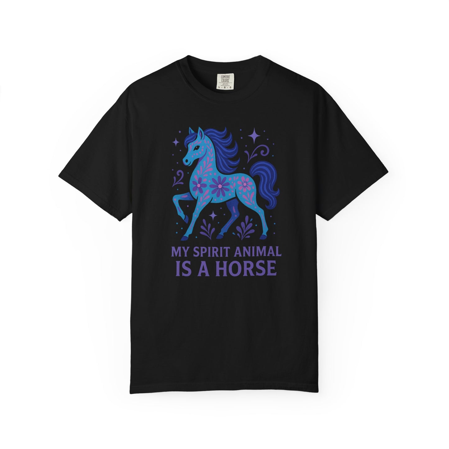 My Spirit Animal is a Horse Blue T-Shirt | Boho Horse Tee | Unique Equestrian Gift | Spiritual Horse Lover Shirt | Hippie Horse Apparel