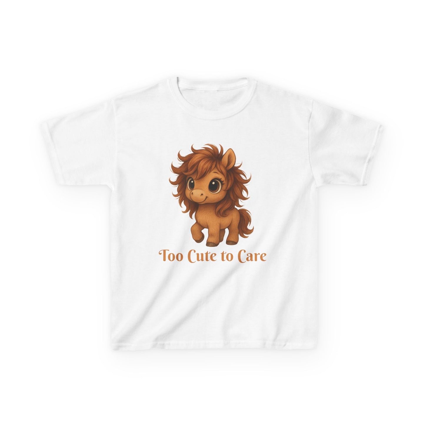 Youth Too Cute To Care – Whimsical Pony T-Shirt | Playful Horse Graphic Tee for Horse Lovers | Cute Kids Shirt | Gift for Pony Loving Kids