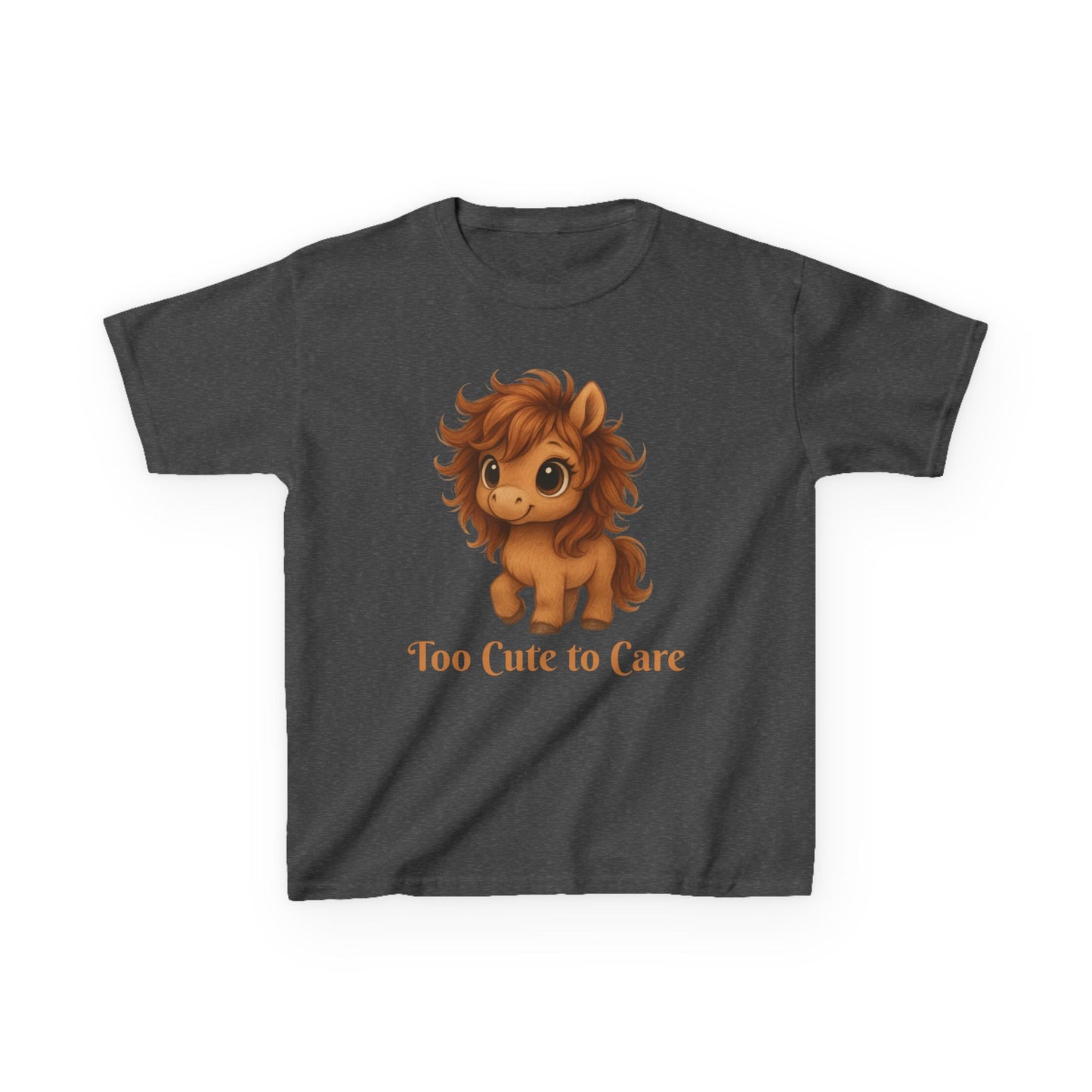 Youth Too Cute To Care – Whimsical Pony T-Shirt | Playful Horse Graphic Tee for Horse Lovers | Cute Kids Shirt | Gift for Pony Loving Kids
