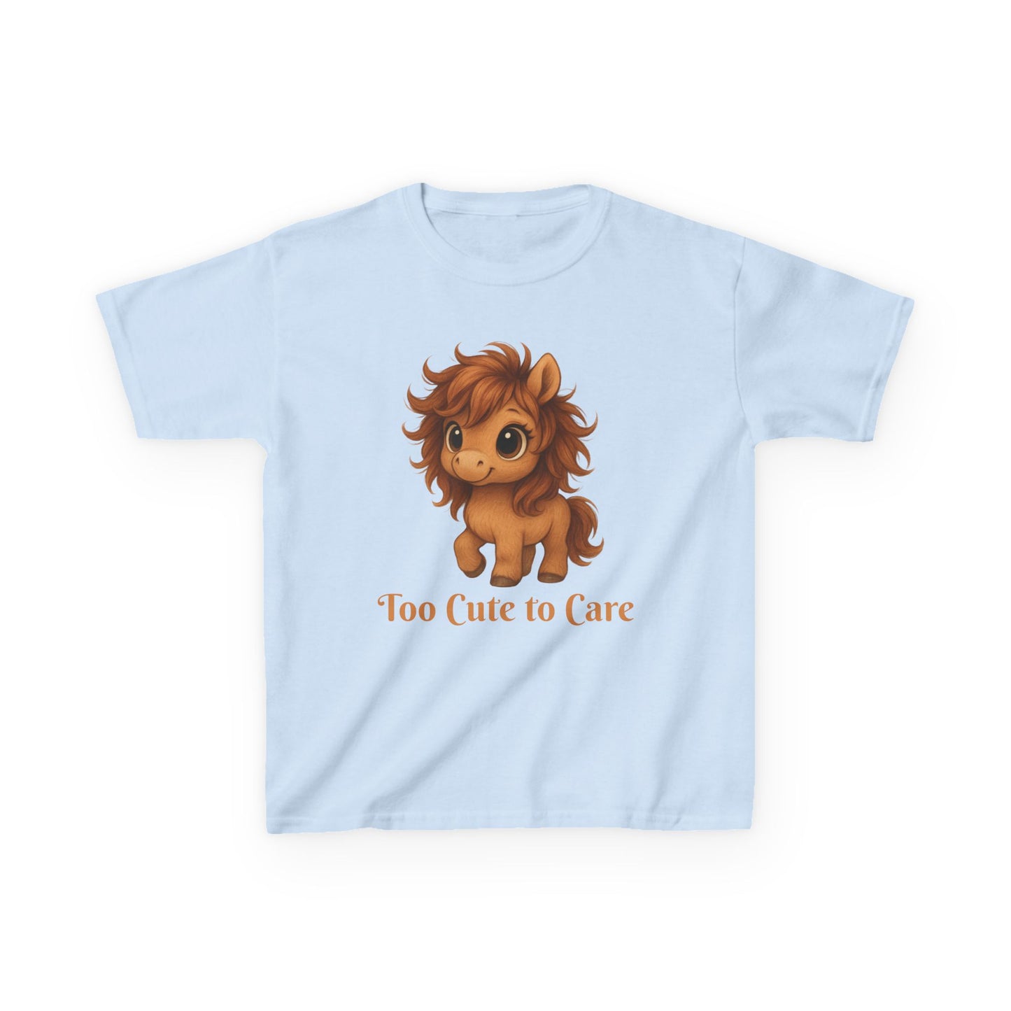 Youth Too Cute To Care – Whimsical Pony T-Shirt | Playful Horse Graphic Tee for Horse Lovers | Cute Kids Shirt | Gift for Pony Loving Kids