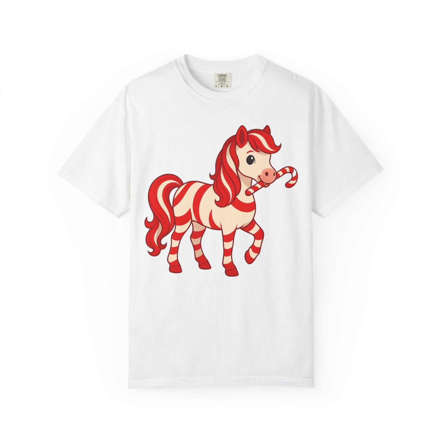 Peppermint Pony T-Shirt โ Cute Christmas Horse Shirt, Whimsical Holiday Tee, Equestrian Gift, Unisex S-4XL