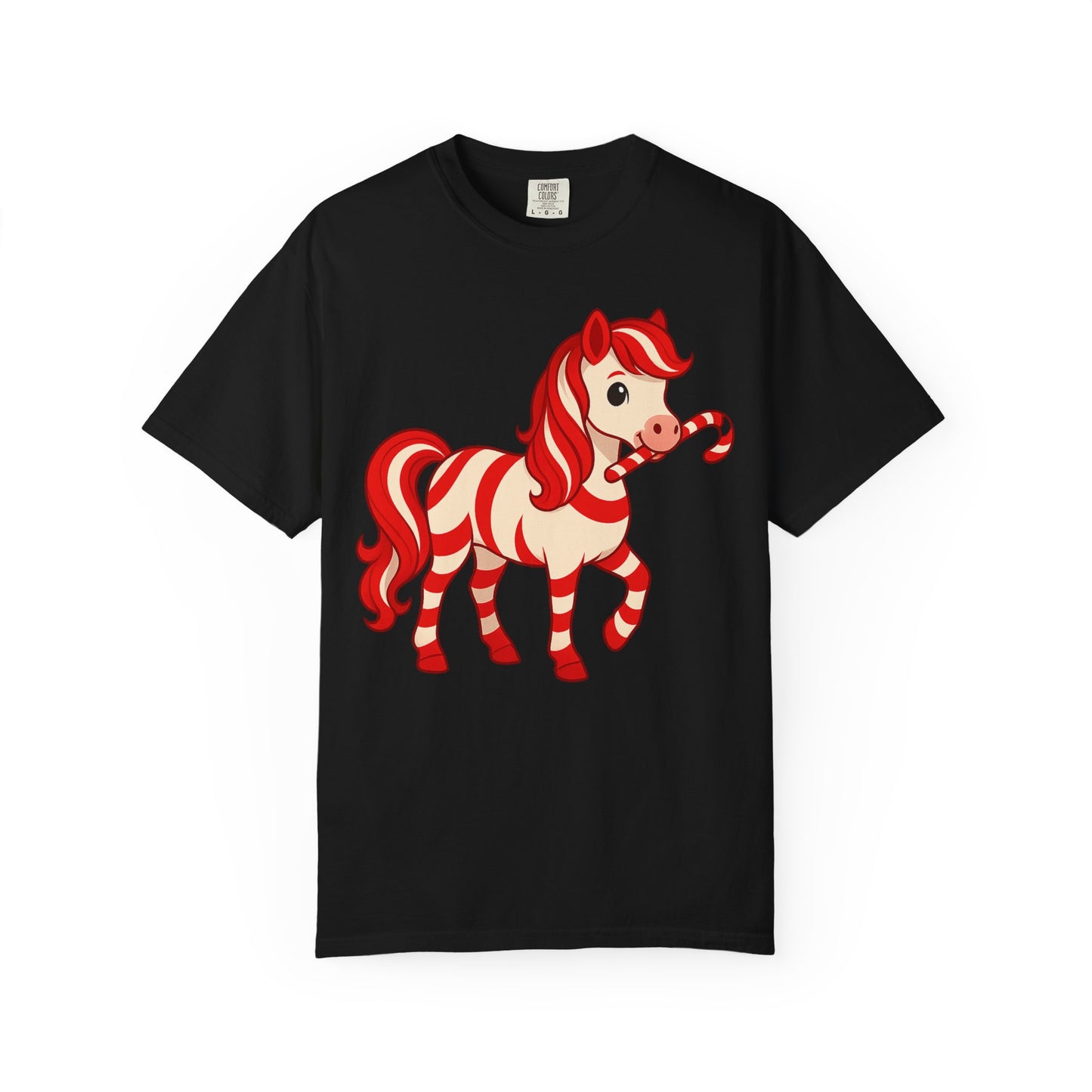 Peppermint Pony T-Shirt โ Cute Christmas Horse Shirt, Whimsical Holiday Tee, Equestrian Gift, Unisex S-4XL