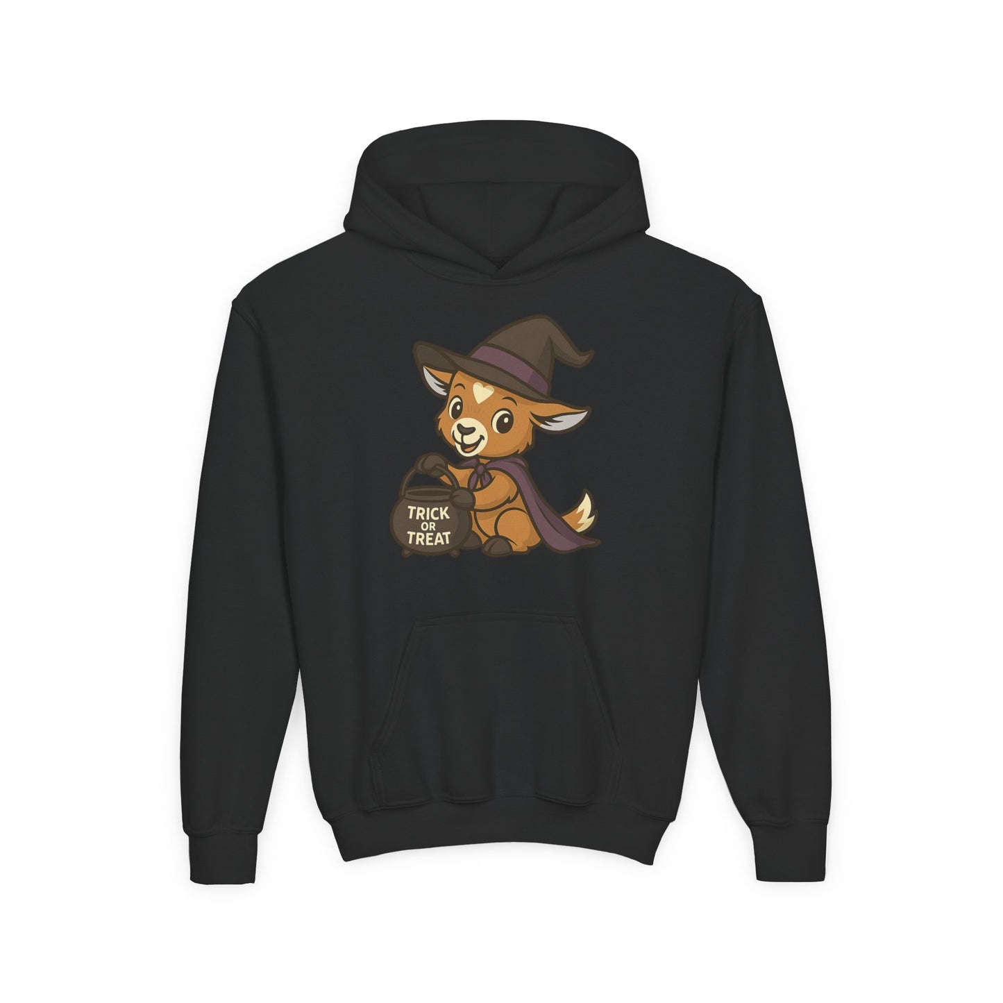 Youth Halloween 1 - Witchy Trick or Treat Kid Hoodie | Cute Prancer Witch Sweatshirt | Kids Trick or Treat Pullover | Cozy Pumpkin Patch Outfit for Boys and Girls