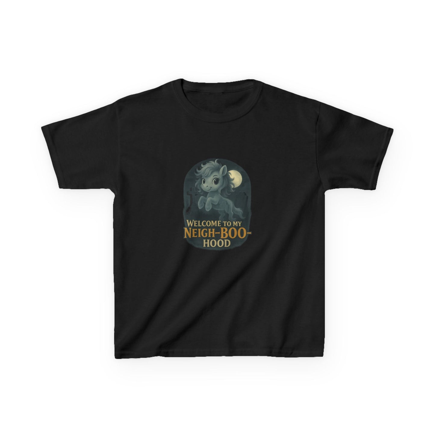 Youth Ghost Pony Graveyard T-Shirt, Fun Halloween Shirt, Spooky Kids Clothes, Trick or Treat T-Shirt, Fall Festival Apparel