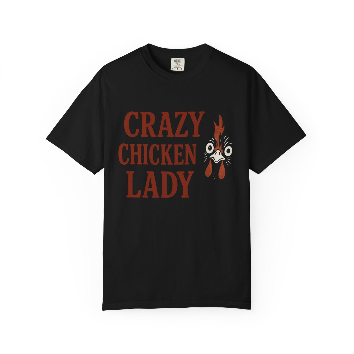 Red Crazy Chicken Lady T-Shirt | Funny Poultry Lover Gift | Chicken Owner Graphic Tee