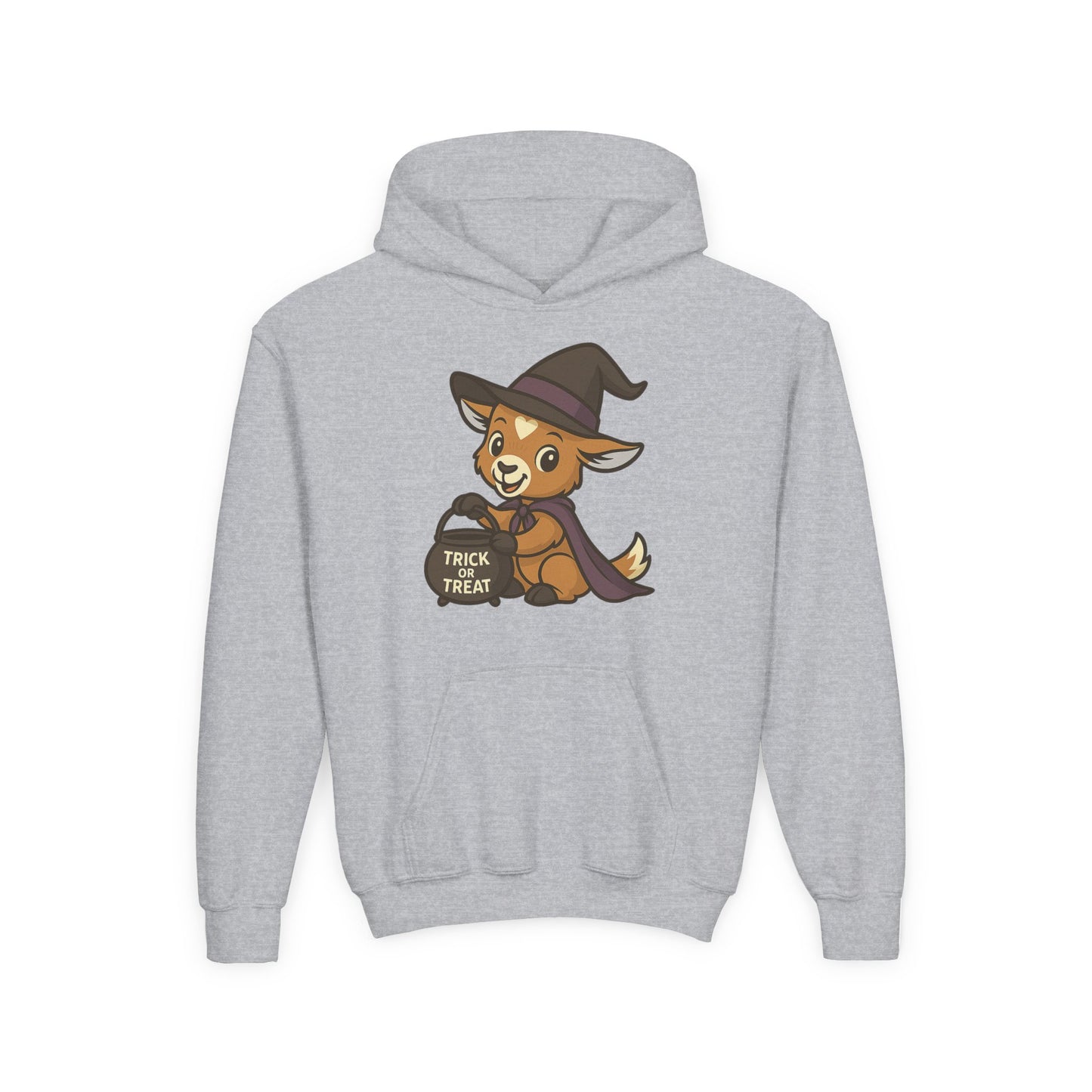Youth Halloween 1 - Witchy Trick or Treat Kid Hoodie | Cute Prancer Witch Sweatshirt | Kids Trick or Treat Pullover | Cozy Pumpkin Patch Outfit for Boys and Girls