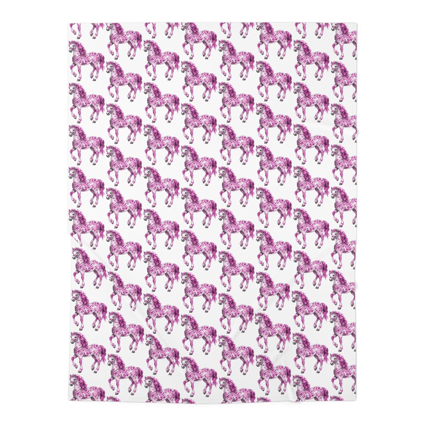 Pink  "Porcelain Pony" Baby Swaddle Blanket