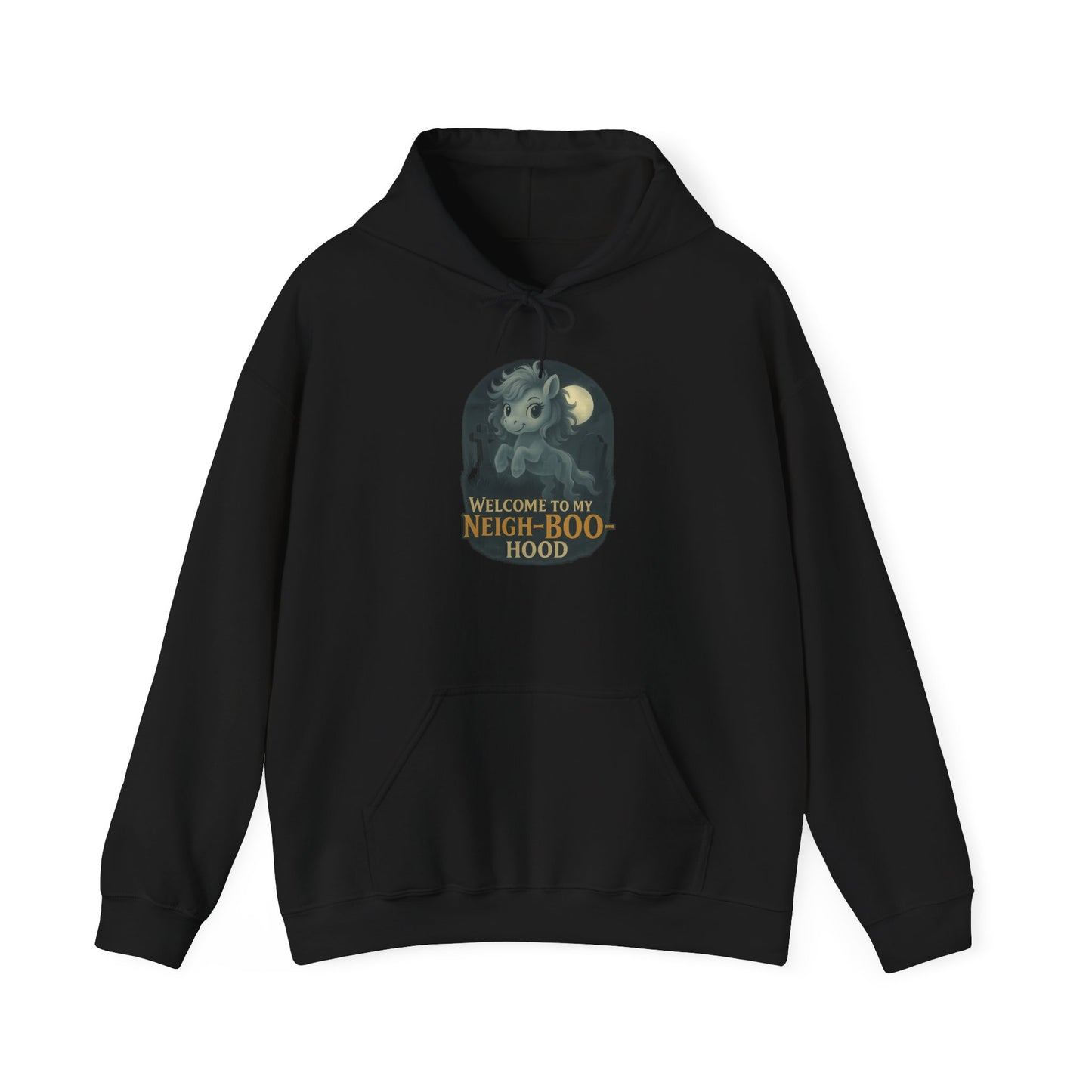 Ghost Pony Graveyard Hoodie, Halloween Hooded Sweatshirt, Cozy Unisex Hooded Sweatshirt, Funny Urban Apparel, Perfect Halloween Gift