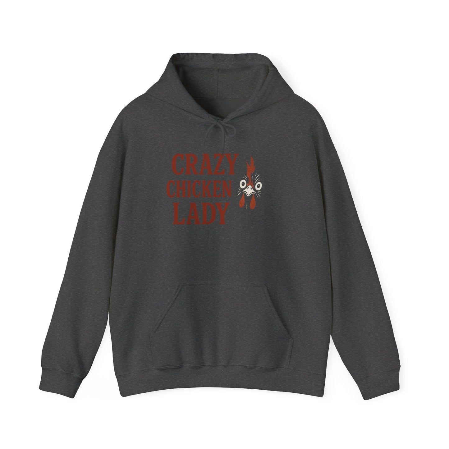 Red Crazy Chicken Lady Hoodie | Farmhouse Gift Idea | Hooded Sweatshirt for Chicken Lovers | Cozy Hoodie Farmwear | Humorous Graphic Top