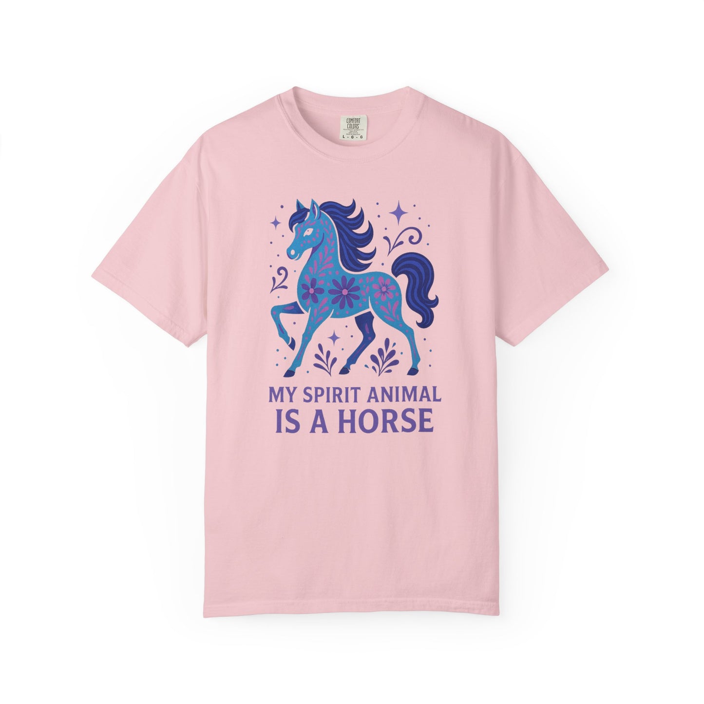 My Spirit Animal is a Horse Blue T-Shirt | Boho Horse Tee | Unique Equestrian Gift | Spiritual Horse Lover Shirt | Hippie Horse Apparel