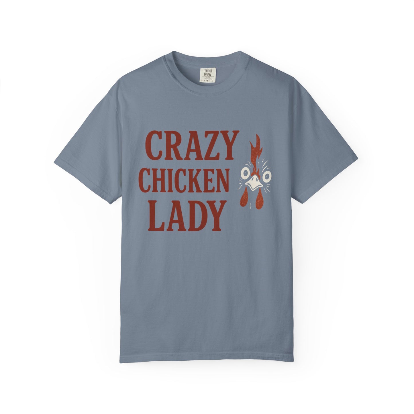 Red Crazy Chicken Lady T-Shirt | Funny Poultry Lover Gift | Chicken Owner Graphic Tee