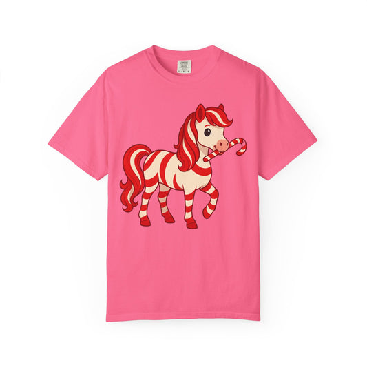 Peppermint Pony T-Shirt – Cute Christmas Horse Shirt, Whimsical Holiday Tee, Equestrian Gift, Unisex S-4XL