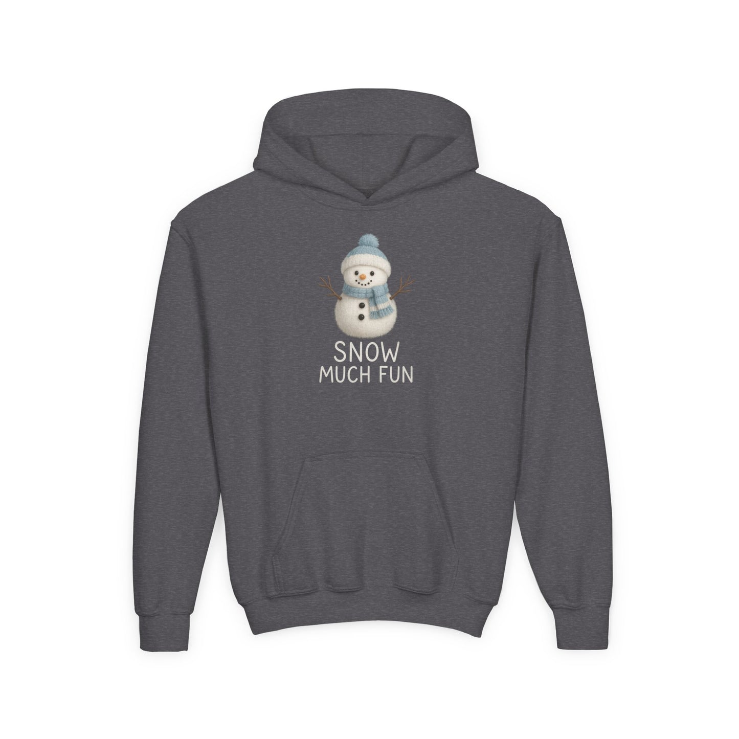 Youth Snow Much Fun Hoodie | Snowman Kids Hooded Sweatshirt | Cozy Winter Clothing