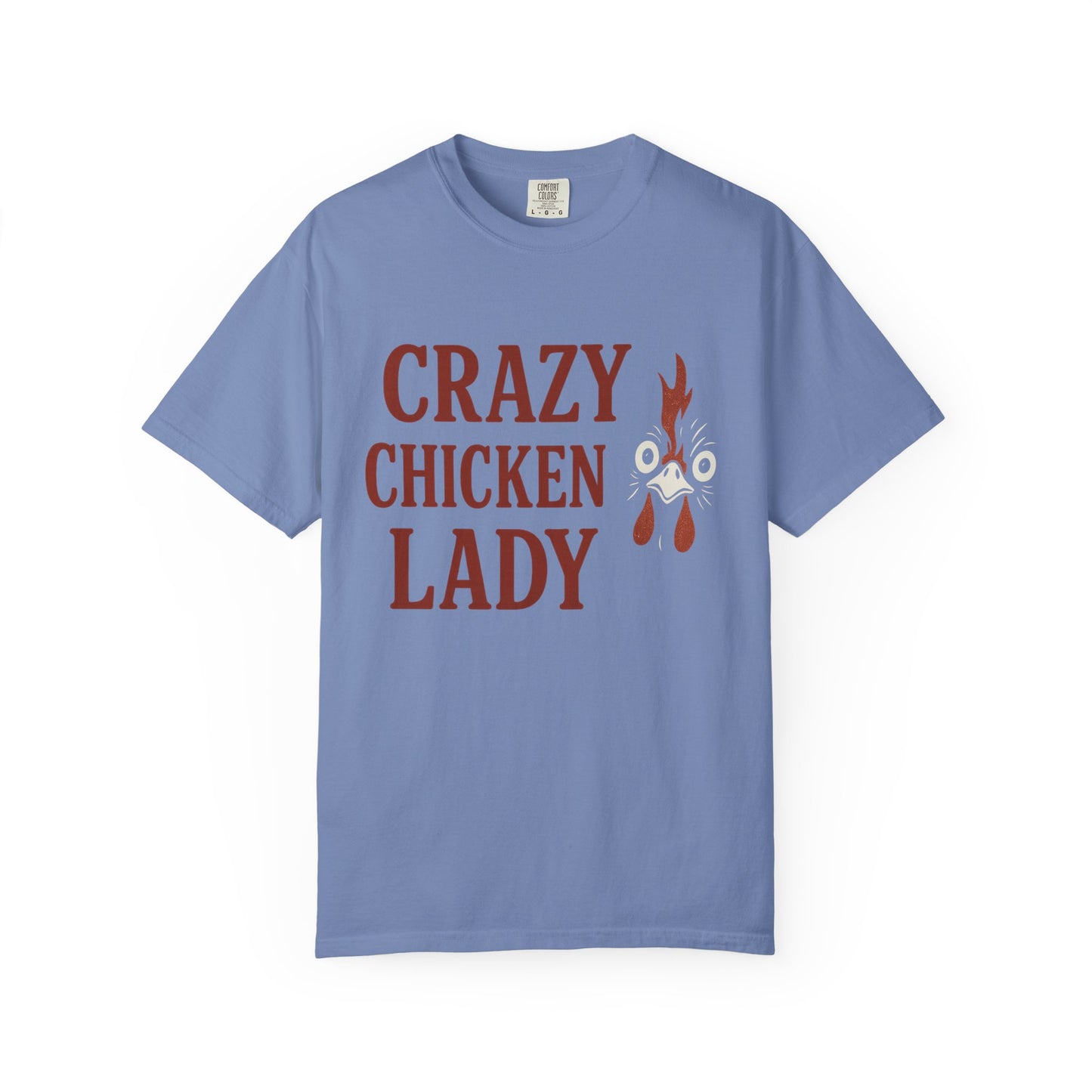 Red Crazy Chicken Lady T-Shirt | Funny Poultry Lover Gift | Chicken Owner Graphic Tee