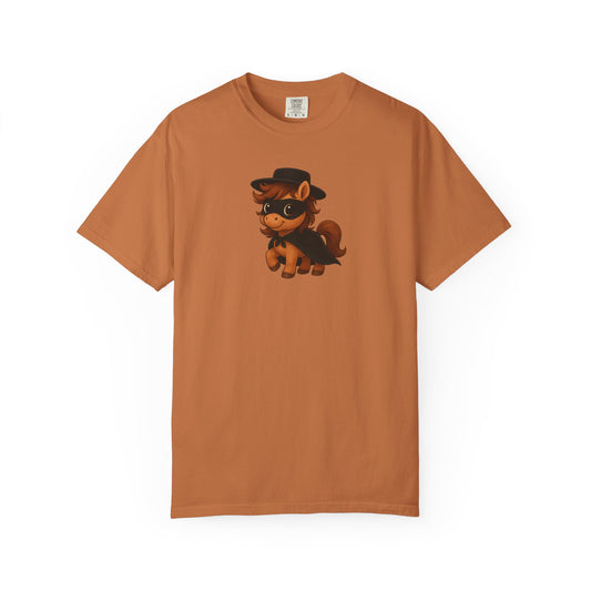 Zorro Pony T-Shirt | Unisex Garment-Dyed T-Shirt for Adults | Whimsical Pony Gift | Animal Lover Apparel Fun Fashion