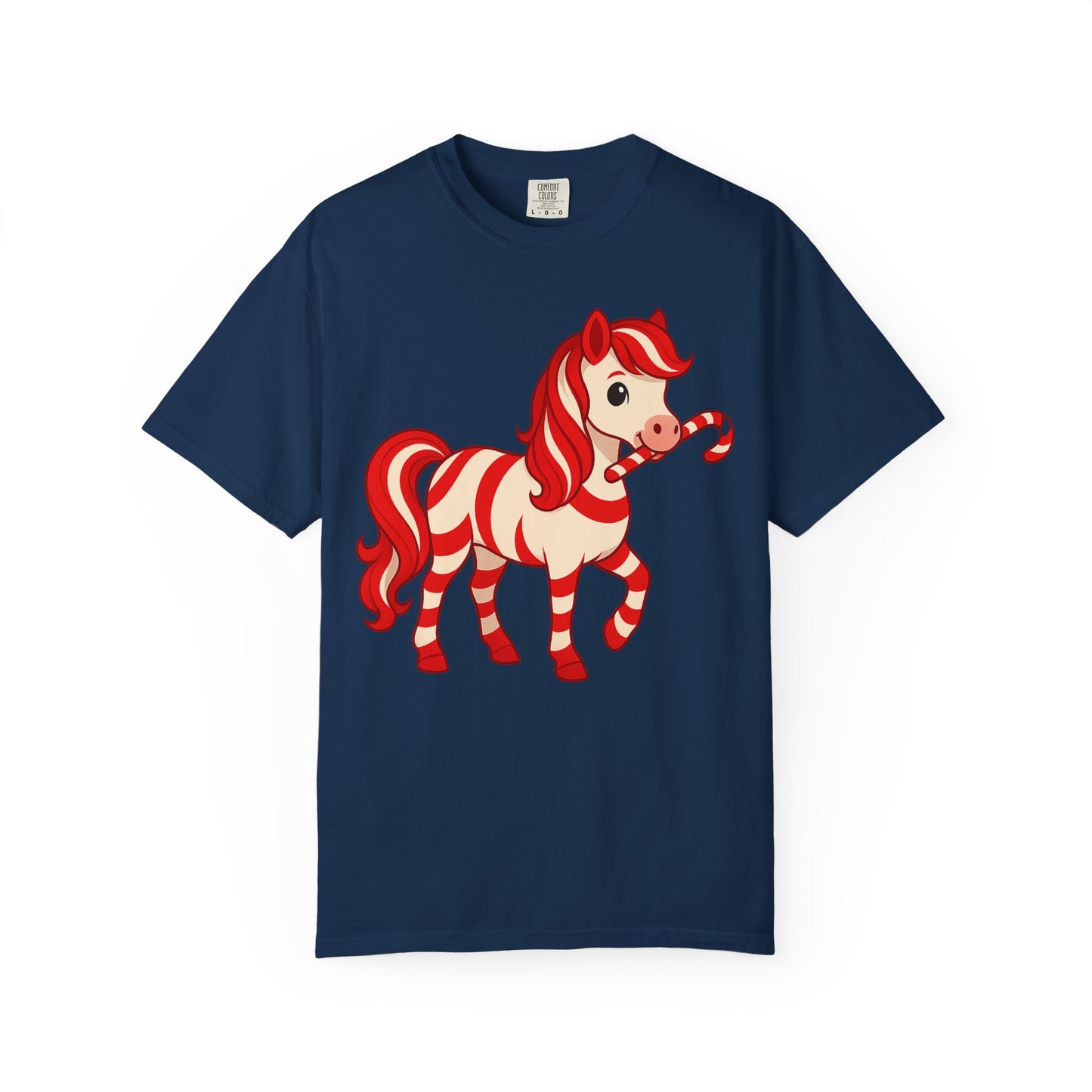 Peppermint Pony T-Shirt โ Cute Christmas Horse Shirt, Whimsical Holiday Tee, Equestrian Gift, Unisex S-4XL