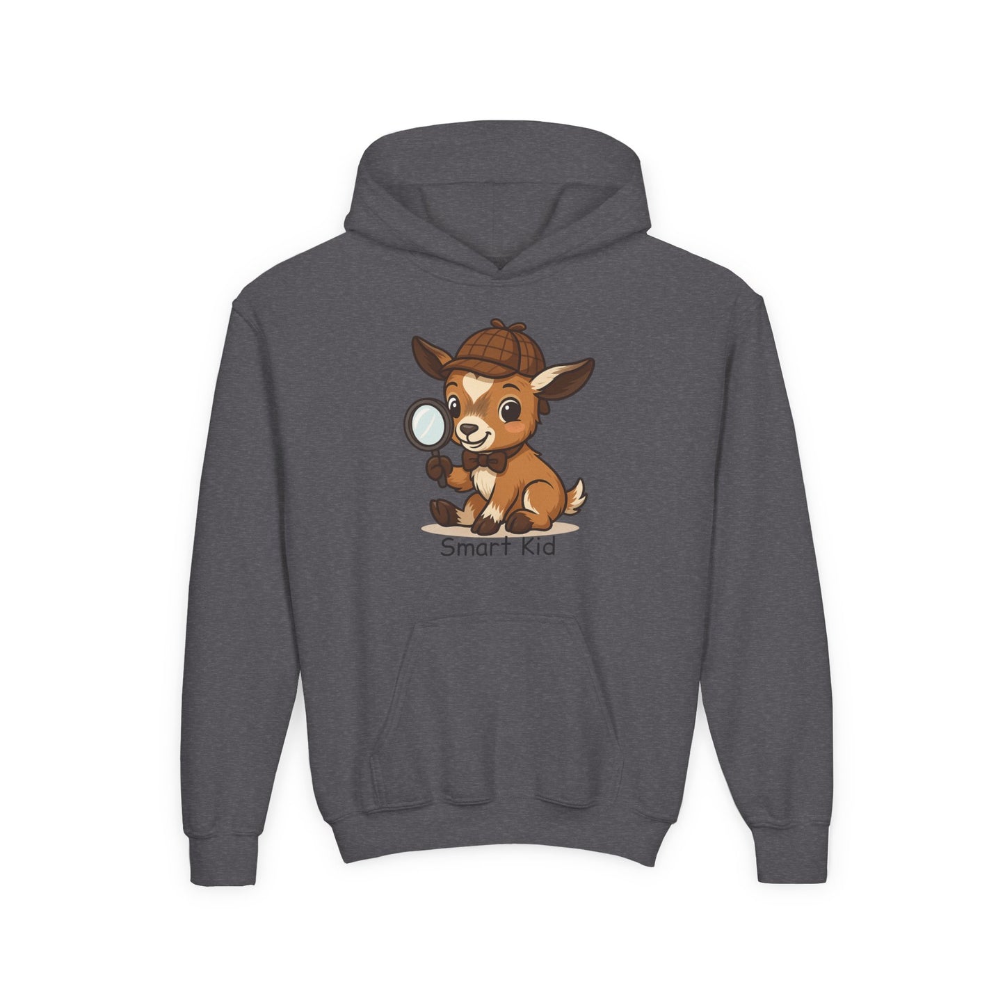 Smart Kid Goat Hoodie, Cute Detective Baby Goat Sweatshirt, Soft Youth Pullover, Back to School Gift, Unique Animal Lover Apparel for Kids