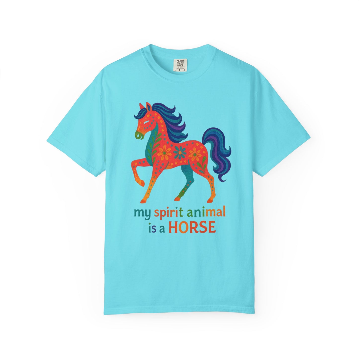 My Spirit Animal is a Horse Orange T-Shirt | Colorful Boho Horse Tee | Unique Equestrian Gift | Spiritual Horse Lover Shirt | Hippie Horse Apparel