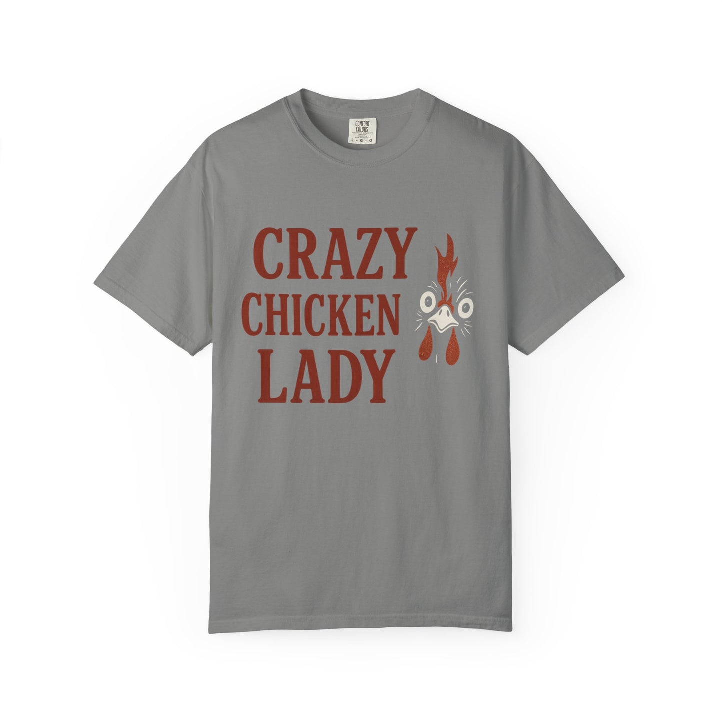 Red Crazy Chicken Lady T-Shirt | Funny Poultry Lover Gift | Chicken Owner Graphic Tee