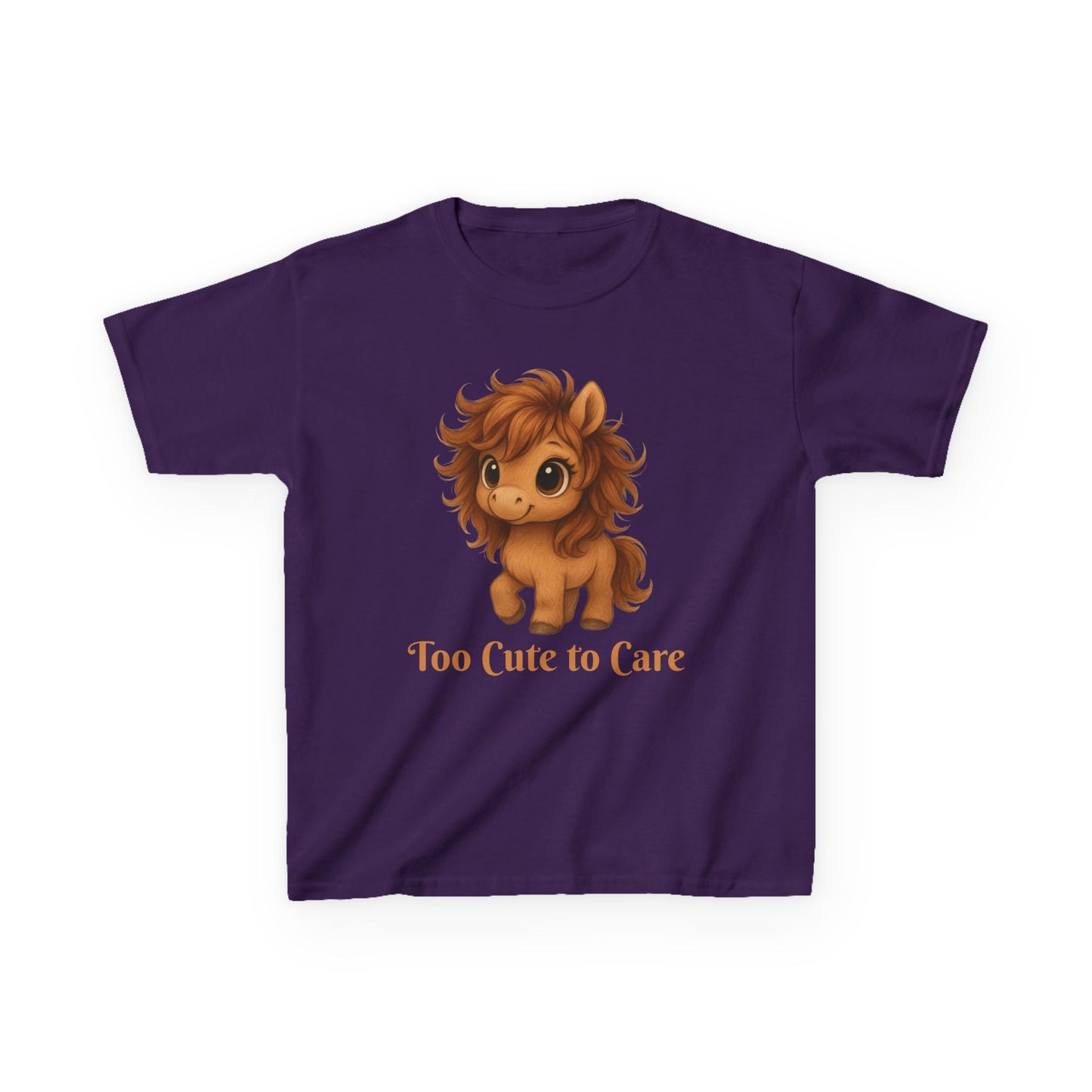 Youth Too Cute To Care – Whimsical Pony T-Shirt | Playful Horse Graphic Tee for Horse Lovers | Cute Kids Shirt | Gift for Pony Loving Kids