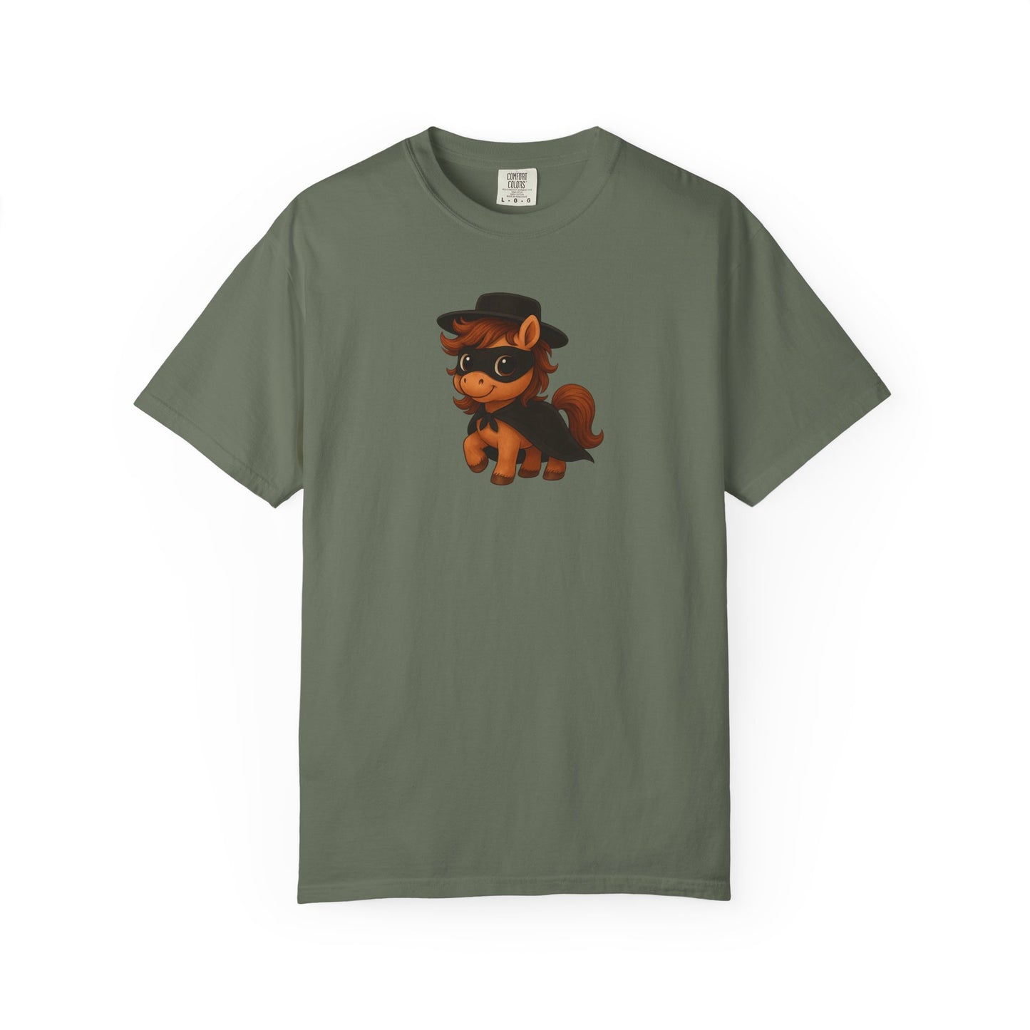 Zorro Pony T-Shirt | Unisex Garment-Dyed T-Shirt for Adults | Whimsical Pony Gift | Animal Lover Apparel Fun Fashion