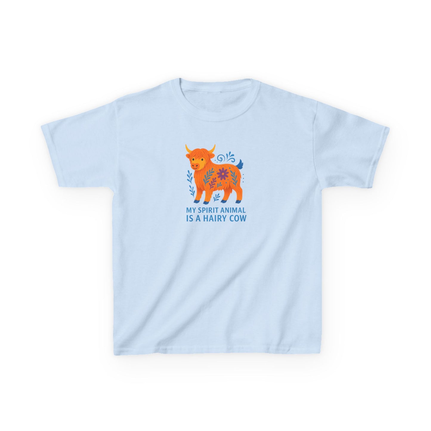 Youth My Spirit Animal is a Hairy Cow T-Shirt | My Spirit Animal Top | Cute Cow Shirt for Kids | Birthday Gift | Young Animal Lover Apparel
