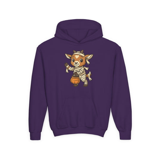 Youth Halloween 3 - Mummy Kid Hoodie | Cute Mummy Kid Hooded Sweatshirt | Kids' Halloween Costume Pullover | Cozy Trick or Treat Outfit
