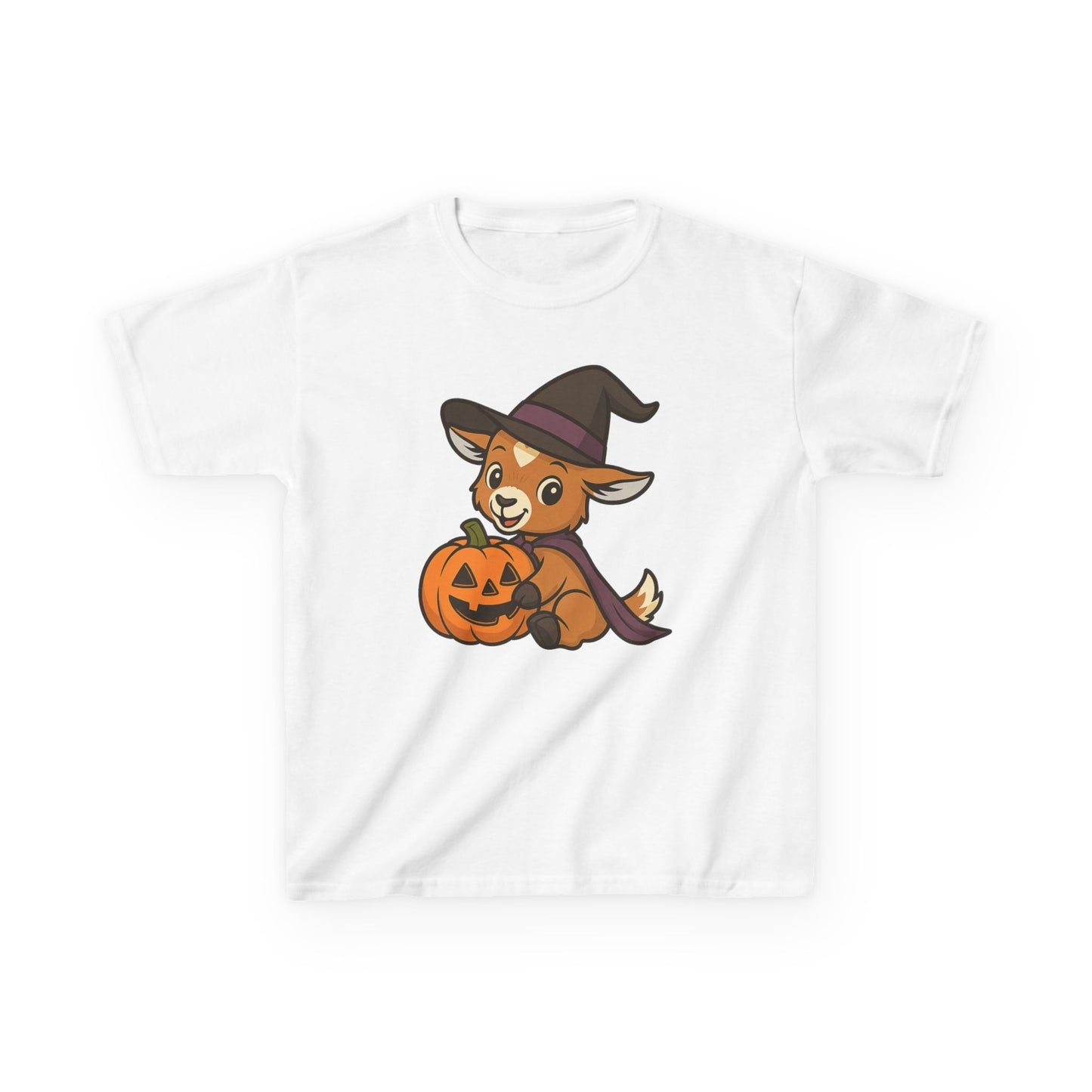 Youth Halloween 5 - Witchy Kid with Pumpkin T-Shirt | Cute Kid Pumpkin Tee | Kids Witch Hat T-Shirt | School Halloween Party Outfit