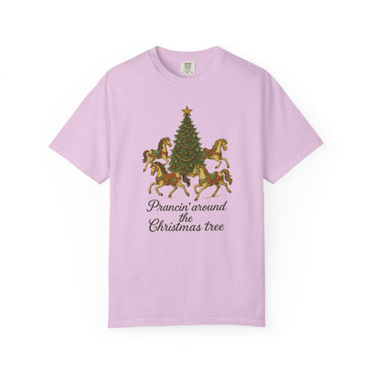 Prancin' Around the Christmas Tree T-Shirt | Christmas Carousel Top | Holiday Design Clothing | Unisex T-shirt