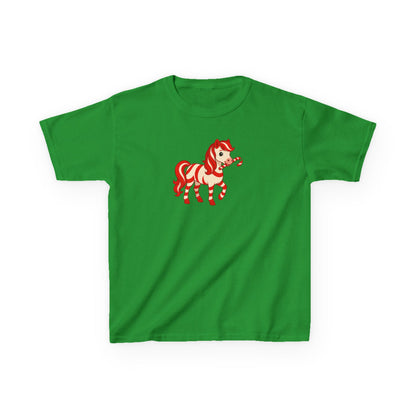 Youth Peppermint Pony T-Shirt | Whimsical Holiday Kids Tee | Festive Children's Apparel