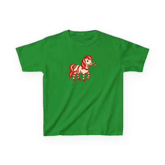 Youth Peppermint Pony T-Shirt | Whimsical Holiday Kids Tee | Festive Children's Apparel