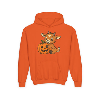 Youth Halloween 4 - Pumpkin Hug Kid Hoodie | Cute Kid Pumpkin Hooded Sweatshirt | Kids Farm Animal Pullover | Cozy Pumpkin Patch Outfit for Boys & Girls