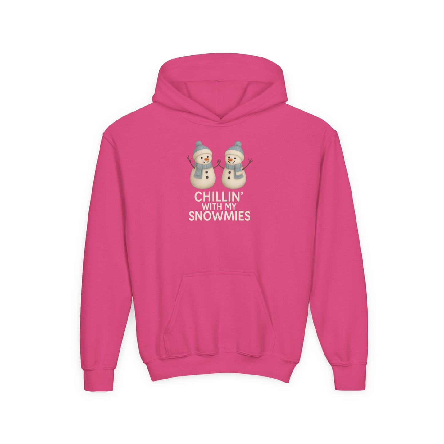 Youth Snowmies Hoodie | Cute Twin Snowman Winter Pullover | Cozy Kids Winter Clothing
