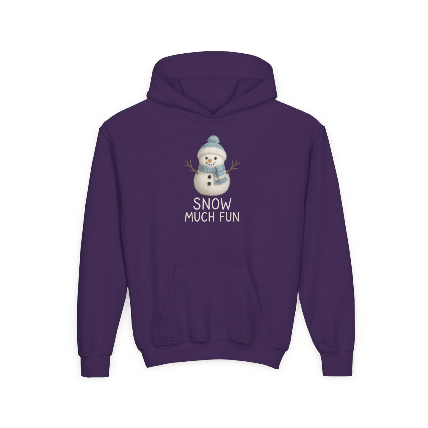 Youth Snow Much Fun Hoodie | Snowman Kids Hooded Sweatshirt | Cozy Winter Clothing