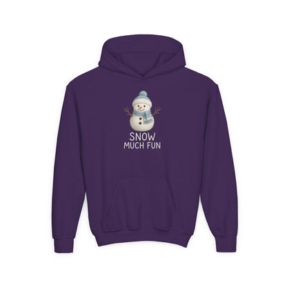 Youth Snow Much Fun Hoodie | Snowman Kids Hooded Sweatshirt | Cozy Winter Clothing