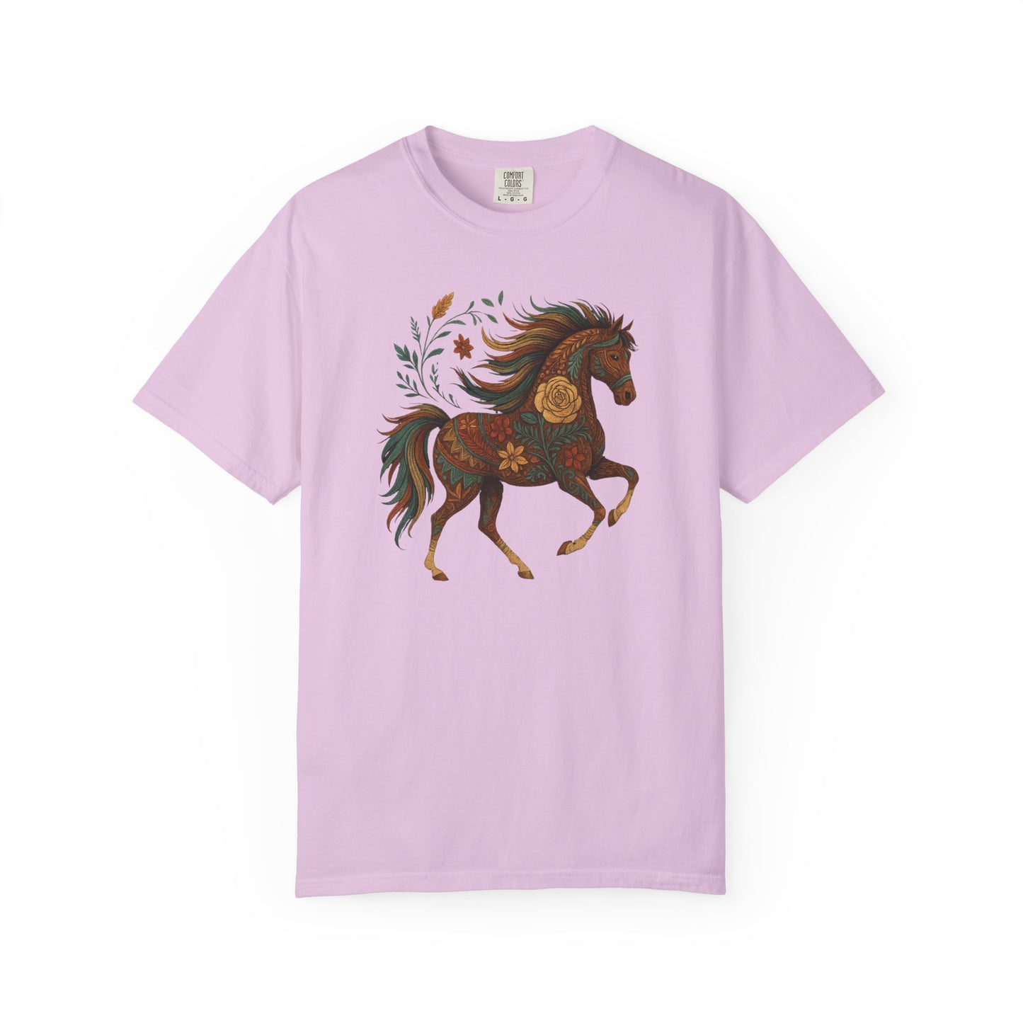 Southwest Flower Pony T-Shirt | Horse Illustration T-Shirt | Floral Trotting Stallion Tee
