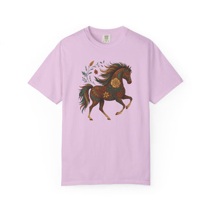 Southwest Flower Pony T-Shirt | Horse Illustration T-Shirt | Floral Trotting Stallion Tee