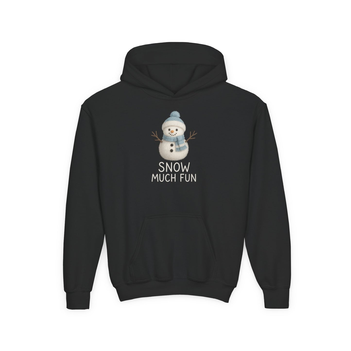 Youth Snow Much Fun Hoodie | Snowman Kids Hooded Sweatshirt | Cozy Winter Clothing