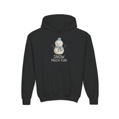 Youth Snow Much Fun Hoodie | Snowman Kids Hooded Sweatshirt | Cozy Winter Clothing