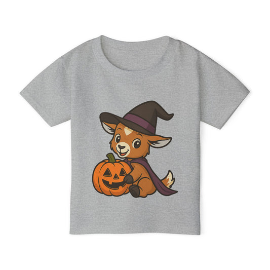 Toddler Halloween 5 - Witchy Kid with Pumpkin Shirt | Cute Kid with Pumpkin Tee | Kids Witch Hat T-Shirt | Prancer Pumpkin Patch Shirt
