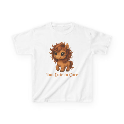 Youth Too Cute To Care – Whimsical Pony T-Shirt | Playful Horse Graphic Tee for Horse Lovers | Cute Kids Shirt | Gift for Pony Loving Kids