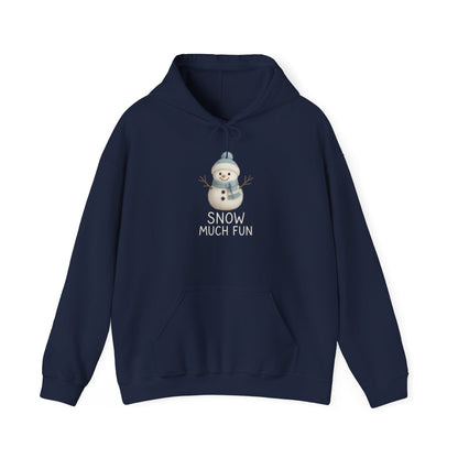 Snow Much Fun Hoodie | Cute Snowman Winter Holiday Hooded Sweatshirt | Cozy Winter Clothing